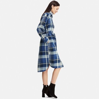 Flannel long sleeve shirt dress