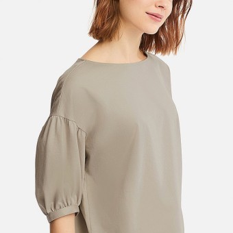 Cotton gather half sleeve t-shirt