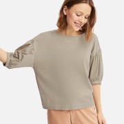 Cotton gather half sleeve t-shirt